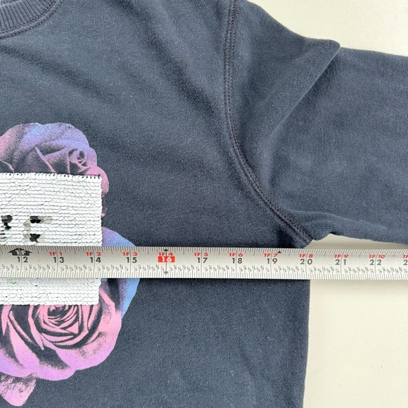 Abercrombie Kids Pullover Sweater Girls 15/16 Love Amour Flip Sequin Navy - Picture 9 of 11